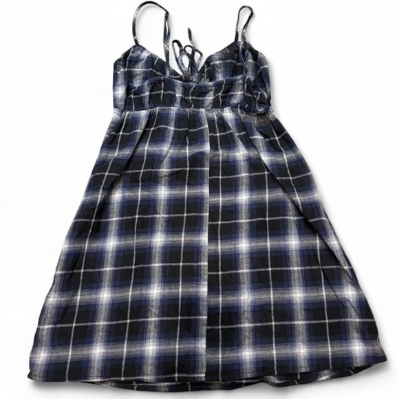 Grunge Alt Plaid Mini Dress SoftGrunge Fall Tumblr Whimsy Whimsigoth Layers - Picture 4 of 4